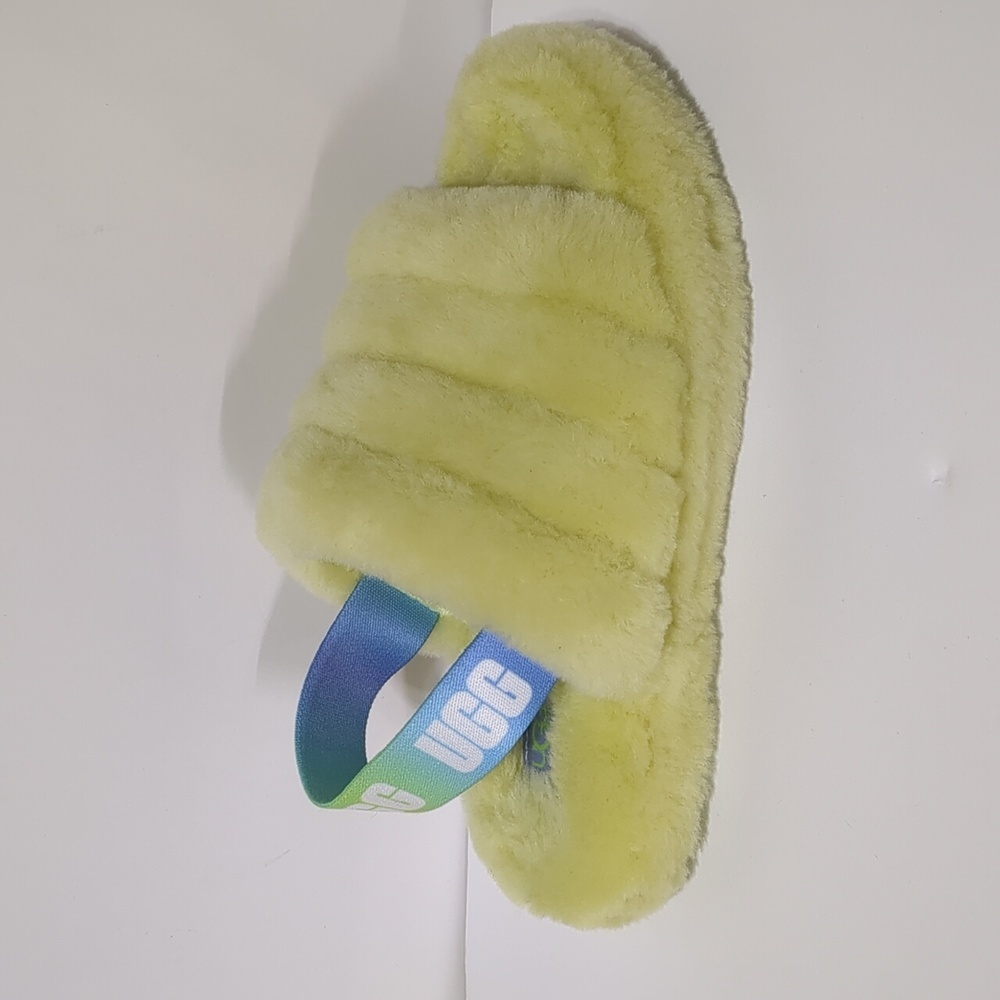 UGG Fluff Yeah "Pollen Yellow/Blue"  Girls' Slide Sandals size 3
